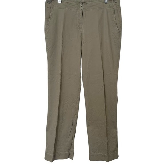 Eileen Fisher Pants - Eileen Fisher Sage Green Wide Leg Cotton Chino Pants Womens L